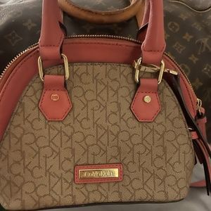 like new calvin klein orange brown mini satchel